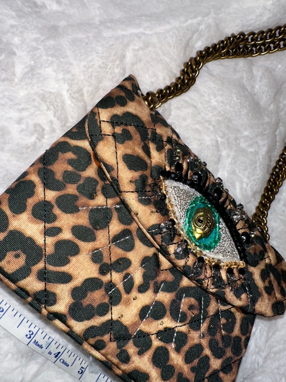 Kurt Geiger Leopard Print Mini Shoulder Bag with Embellished Eye - Picture 4 of 16